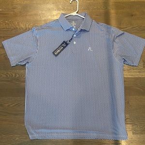 Rhoback navy golf polo size large ( pattern is state of Texas)